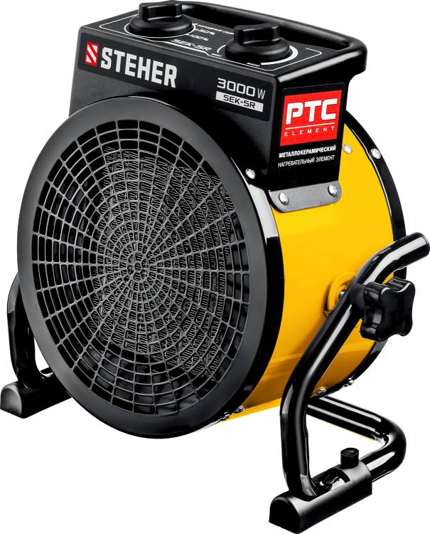 Электрическая тепловая пушка STEHER, 3 кВт, эффективен для помещения с площадью 30 кв.м