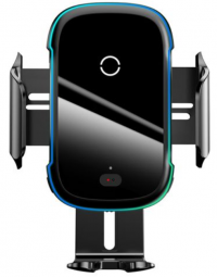 Автомобильный держатель BASEUS Light Electric, с беспроводной зарядкой, 15W, черный, на воздуховод+присоска, Qi WXHW03-01