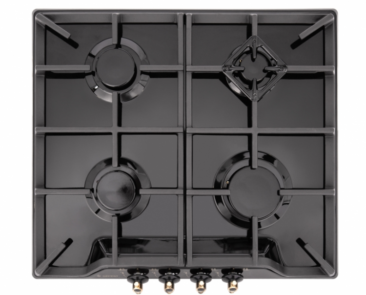 Газовая варочная поверхность Gefest ПВГ 1212 К83 / конфорок - 4 шт, решетки - чугун, панель - эмалированная сталь, электроподжиг, газ-контроль, черный / Global