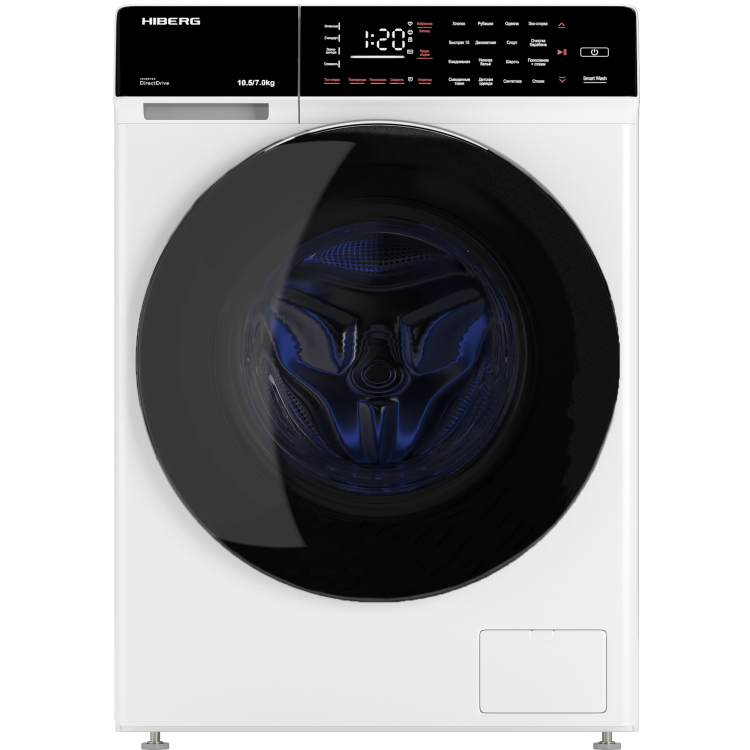 Стиральная машина c сушкой HIBERG i-DDQ9 - 10714 W / стирка - 10.5 кг, сушка - 7 кг, фронтальная загрузка, отжим - 1400 об/мин, программ - 16, дозагрузка белья, 60 дБ, 59.5 см x 85 см x 60 см
