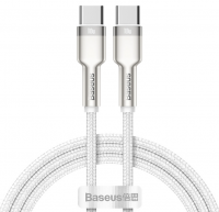Кабель USB-C BASEUS Cafule, Type-C - Type-C, 5A, 100W, 1 м, белый CATJK-C02