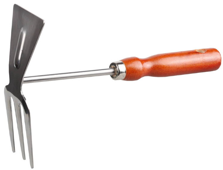 Мотыжка Grinda 8-421135_z01 прямое лезвие, из нержавеющей стали с деревянной ручкой, 3 зубца, 250 мм