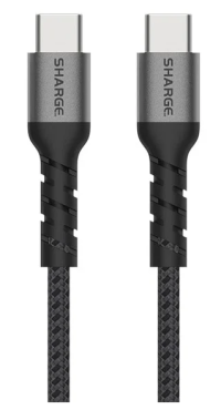 SHARGE кабель плетеный Type-C to Type-C 1.5m SL105 | Максимальная мощность-240W  | Black