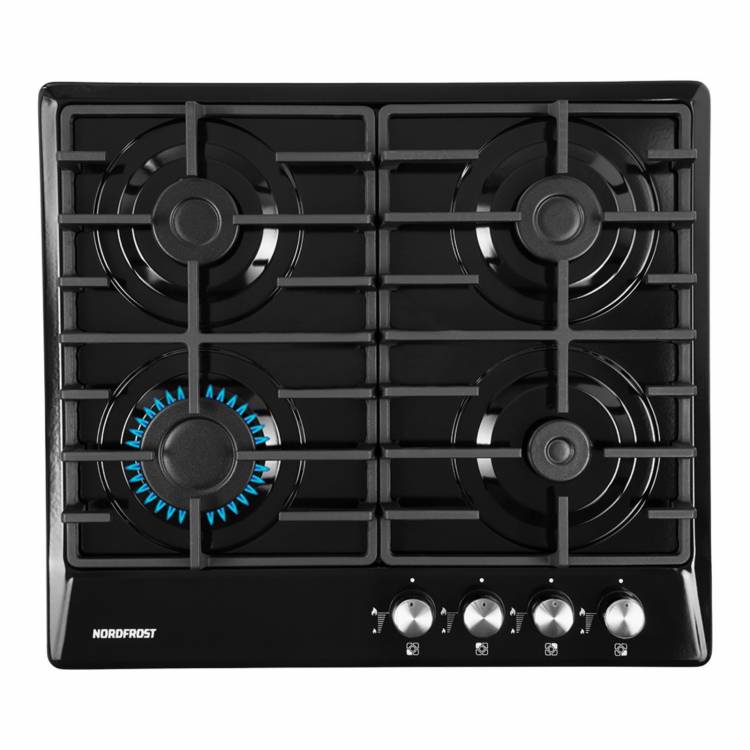 Газовая варочная панель NordFrost HS 6043 B | черный | 4 конфорки | 51 см х 58,5 см х 6,7 см Global