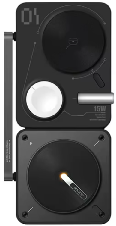 Aulumu Складная беспроводная зарядная станция M01 MagSafe | 4-в-1 | 35 Вт | Оранжевый ночник | 3 уровня яркости