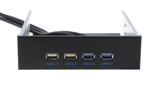Фронтальная панель  Exegate U5H-614,  5.25", 2хUSB + 2хUSB 3.0, черная, подсоединение к мат. плате 269460
