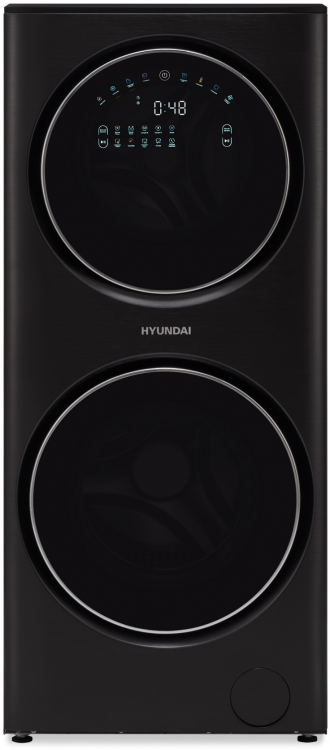 Hyundai стиральная машина Gemini WMD9423 | загрузка: 15 кг | загрузка на сушку: 7 кг | 1400 об/мин | 18 программ | расход воды: 97 л | размеры ВxШxГ: 140x60x60.5 см | цвет: черный
