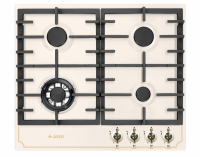 Газовая варочная поверхность Gefest ПВГ 1214-01 К55 / конфорок - 4 шт, решетки - чугун, панель - эмалированная сталь, электроподжиг, газ-контроль, бежевый / Global