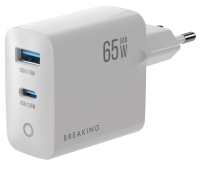 Breaking WC20, USB-C + USB-А, GaN 65W, QC 3.0, 3A, Quick Charge 3.0, Power Delivery Сетевое зарядное устройство