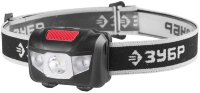 Фонарь ЗУБР "МАСТЕР" налобный светодиодный, 1Вт(80Лм)+2LED, 4 режима, 3ААА
