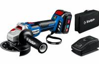 Зубр AB-125-41 Угловая шлифмашина, 1 АКБ (4Ач), 20В бесщеточная в сумке, Профессионал