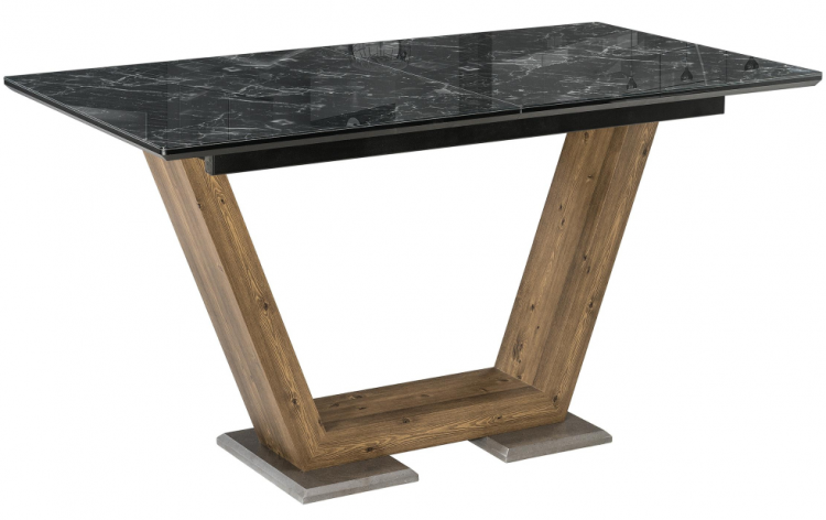 Woodville Стол на тумбе "Иматра" черный мрамор | Ширина - 80; Высота - 76; Длина в разложенном виде - 180; Длина - 140 см