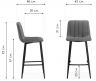 Woodville Полубарный стул "Дани" темно-серый / черный | Ширина - 42; Глубина - 48; Высота - 92 см