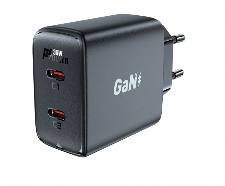 Acefast сетевой адаптер A49 PD35W GaN (C+C), цвет: черный 
