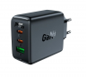 Acefast cетевое зарядное устройство A41 PD65W GaN (2*USB-C+USB-A), цвет: черный
