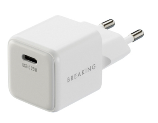 Breaking P-09, USB-C, GaN 25W, 3A, Сетевое зарядное устройство (Белый цвет)