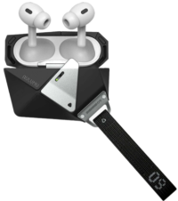 Aulumu Чехол для AirPods Pro 1/2, A09, геометрической формы, с двойным замком, черный 