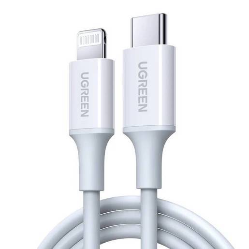 Ugreen Кабель US171 (10493) USB-C to Lightning Cable M/M Nickel Plating ABS Shell. Длина 1 м. Цвет: белый