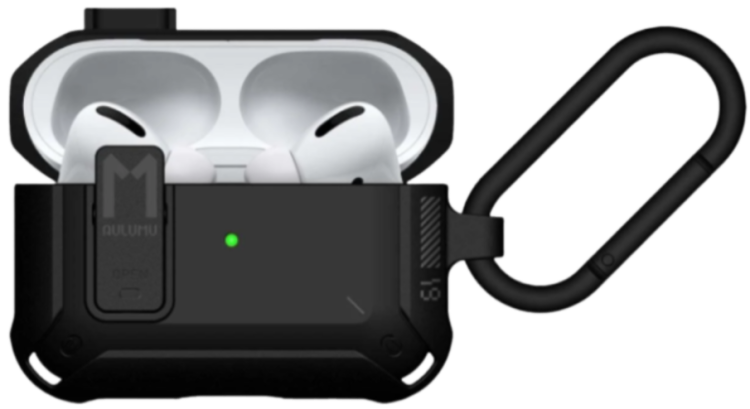 Aulumu Чехол для AirPods Pro 1/2 поколения, A19, с замком и карабином, для всех видов коннекторов