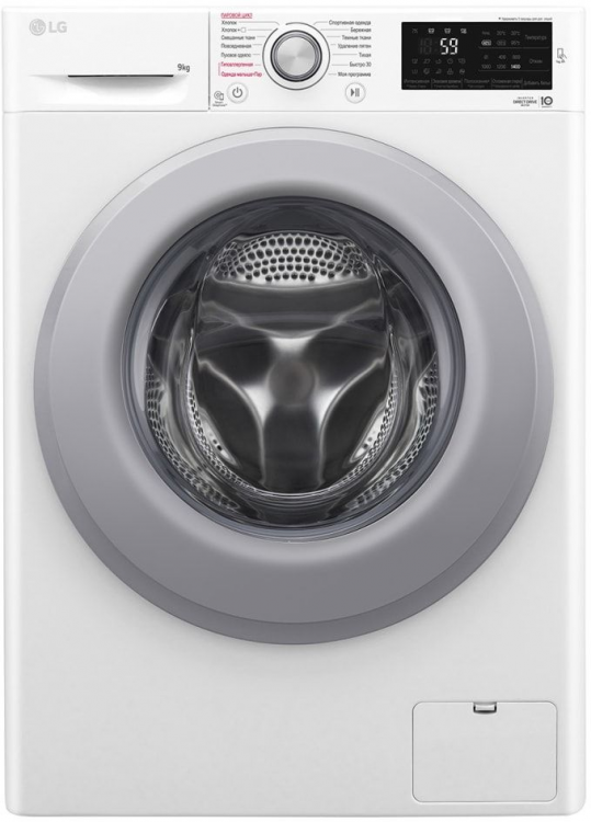 LG стиральная машина F4M5VS4WP | Максимальная загрузка - 9 кг | 1400 об/мин | 14 программ | Инверторный двигатель | Габариты: 85x60x56.5 см | Global