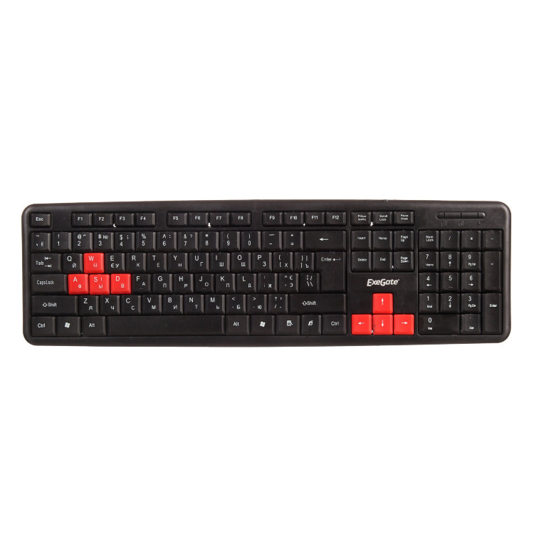 Клавиатура Exegate LY-403, <USB, черная, 105кл, Enter большой, 8 красных клавиш> Color box 264080