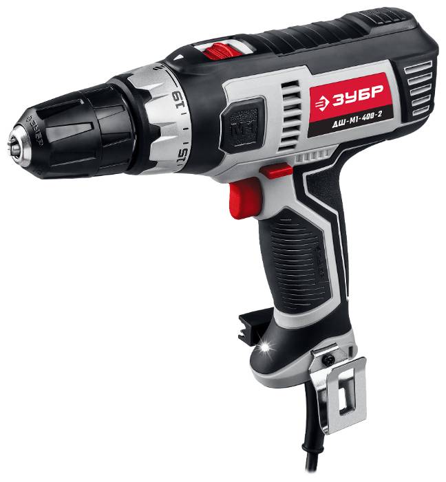 Зубр ДШ-М1-400-2 Дрель-шуруповерт сетевая, 400 Вт, 0-450/0-1800 об/мин