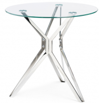 Woodville Стеклянный стол "Roko" 80  хром | Ширина - 80; Высота - 75; Длина - 80 см