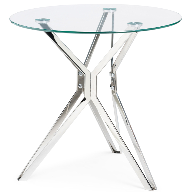 Woodville Стеклянный стол "Roko" 80  хром | Ширина - 80; Высота - 75; Длина - 80 см