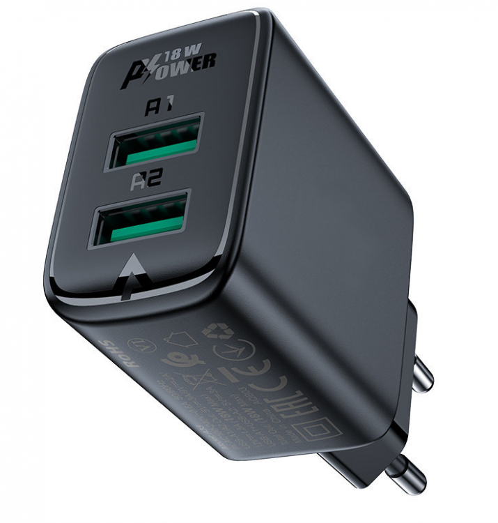 Acefast сетевой адаптер  A33 QC18W (A+A), цвет: черный