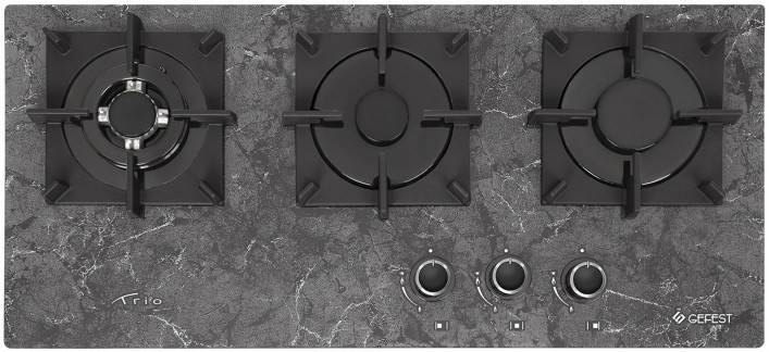 Газовая варочная поверхность Gefest ПВГ 2150-01 К93 , конфорок - 3 шт, решетки - чугун, панель - закаленное стекло, электроподжиг, газ-контроль, серый / Global