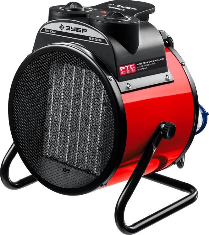 Электрическая тепловая пушка ЗУБР, 5 кВт, эффективен для помещения с площадью до 60 кв.м.