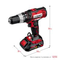 ЗУБР 18В, 2 АКБ (2Ач), в кейсе, ударная дрель-шуруповер. ДШУ-185-22