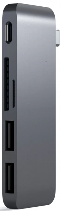 Satechi USB-хаб Type-C USB 3.0 Passthrough Hub для Macbook 12". Порты: 1x USB-C, 2 x USB 3.0, SD, microSD. Цвет серый космос.	