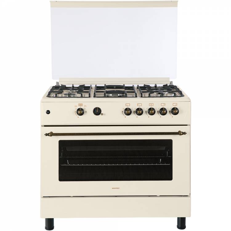 Газовая плита NORDFROST GG 9064 YR / конфорок - 5 шт, духовка - 110 л, электророзжиг, газ-контроль, гриль, 90 см x 88.5 см x 60 см