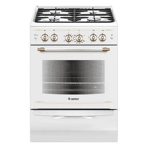 Gefest газовая плита 6100-02 0181 | Количество конфорок: 4 | Объем духовки: 52 л | Габариты (ВxШxГ): 85x60x60 см | Цвет: Белый | Global