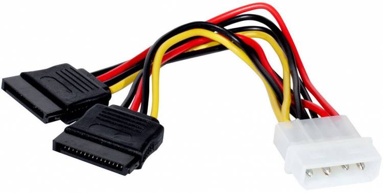Кабель питания SATA ExeGate EX-CC-SATA-PSY (Molex 4pin/2xSATA15pin, 0,15м) <EX138935RUS>