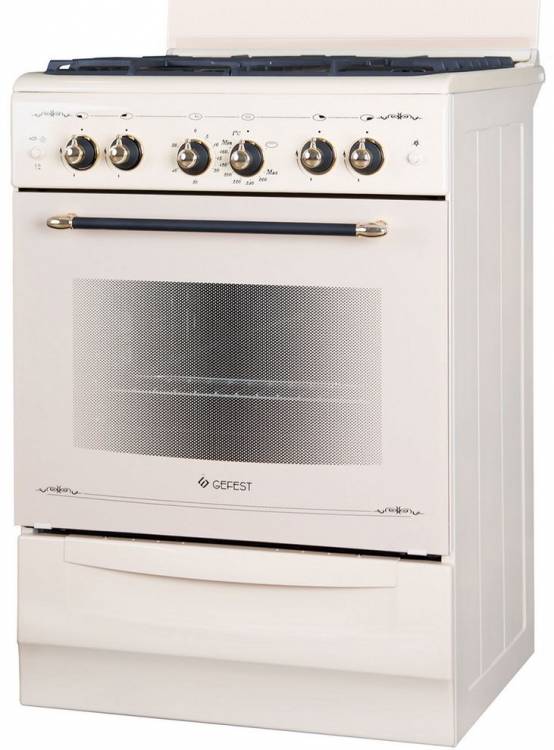 Gefest газовая плита 6100-02 0182 | Ретро | Количество конфорок: 4 | Объем духовки: 52 л | Габариты (ВxШxГ): 85x60x60 см | Цвет: Бежевый | Global