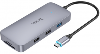 Хаб/ переходник 10в 1 Hoco HB33 / Адаптер/ разветвитель / Поддержка SD / Micro SD Card R/ USB-C с USB2.0 * 2 USB3.0 PD100W USB-C 4K 