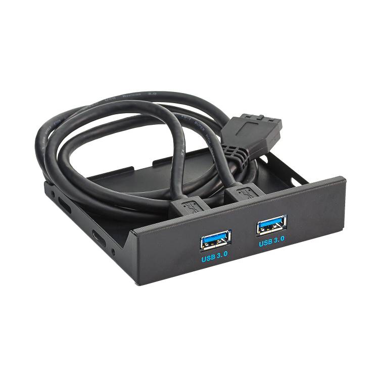 Планка USB на переднюю панель Exegate U3H-615, 3,5", 2*USB 3.0, черная, подсоединение к мат. плате <EX280446RUS>