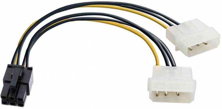 Переходник питания PCI-Express 6pin ExeGate EX-CC-PSU-6 (от 2х разъемов Molex (IDE) блока питани, 0,15м) <EX138937RUS>