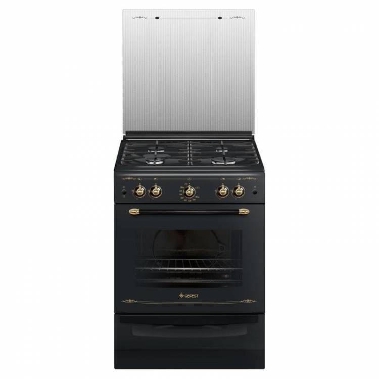 Gefest газовая плита 6100-02 0183 | Ретро | Количество конфорок: 4 | Объем духовки: 52 л | Габариты (ВxШxГ): 85x60x60 см | Цвет: Черный | Global