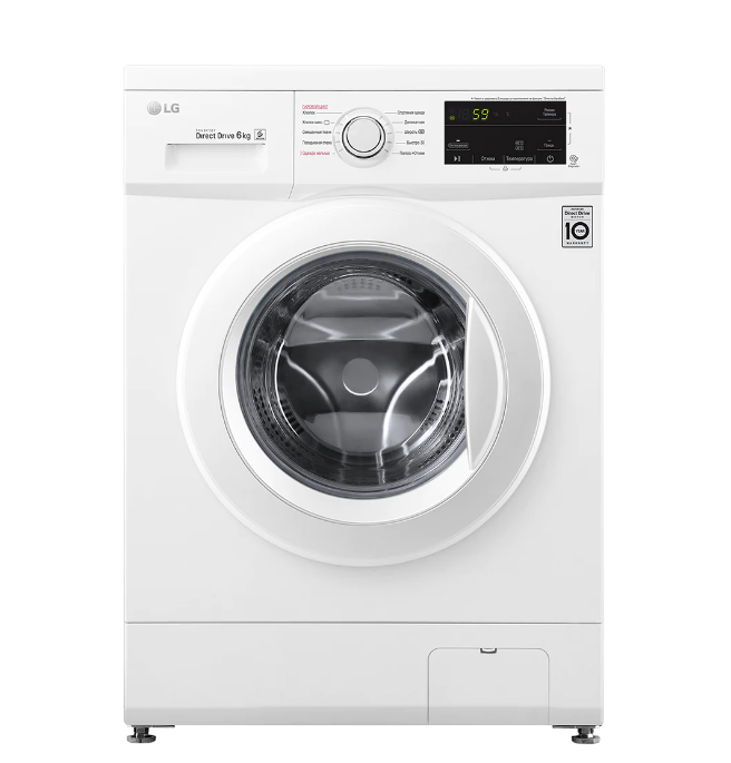 Стиральная машина LG F2J3NS0W / стирка - 6 кг, фронтальная загрузка, отжим - 1200 об/мин, программ - 10, пар, 55 дБ, 60 см x 85 см x 43.5 см - 50 см / Global