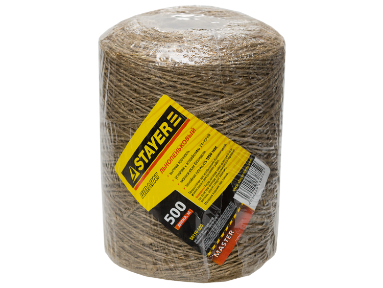 Stayer Шпагат 500 м, хозяйственно-бытовой, льнопеньковый, d=1,4 мм, 13,5 кгс, 1,25 ктекс