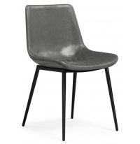 Woodville Стул на металлокаркасе Алеида серая экокожа / черный глянец | Ширина - 48; Глубина -  53; Высота - 82.5см; Высота сиденья - 48