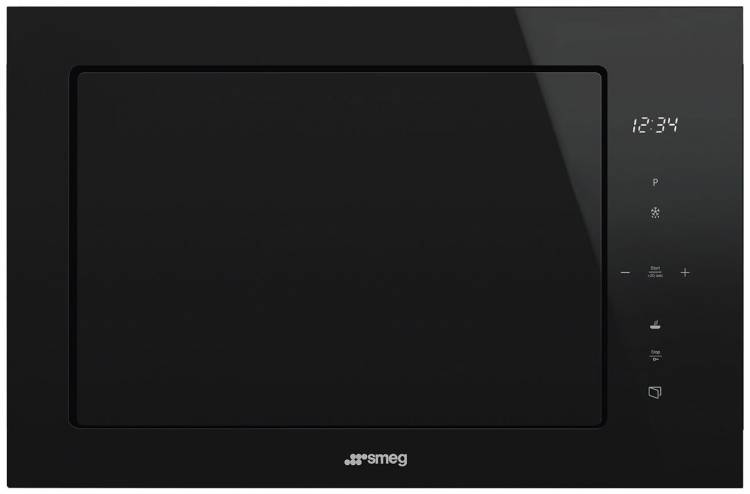 Встраиваемая микроволновая печь СВЧ Smeg FMI625CN \ объем: 25 л, 38.8x59.5x47 см, черное стекло Eclipse