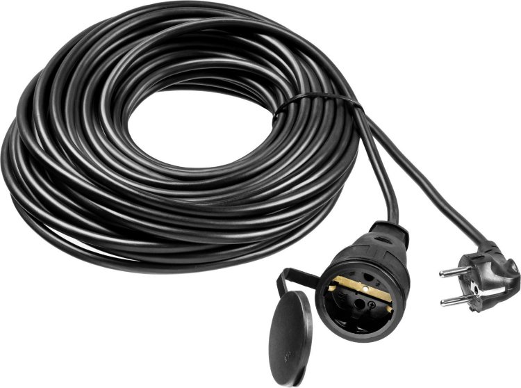 Зубр 55020-20 Удлинитель-шнур "ПВС 315-Ш", 20 м, 3500 Вт, 1 гнездо, IP44, ПВС 3х1,5 мм2