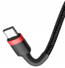 Baseus Кабель USB-C Cafule | Цвет: Красный/Черный | Вид быстрой зарядки: PD2.0 | Мощность: 60Вт | Длина кабеля: 1м | Разъемы: USB Type-C/USB Type-C | Материал: Алюминиевый сплав/TPE/Нейлоновая оплетка