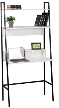 Woodville Письменный стол Минден с надстройкой | Стеллаж Tokyo | белое тиснение | Ширина: 42,4 | Высота: 175 | Длина: 84 | черный