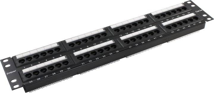 Патч-панель ExeGate EPP3-19-48-8P8C-C5e-110D, 19", UTP, 48 port, cat.5e, KRONE&110(dual IDC), 2U, RoHS, Black <EX256753RUS>