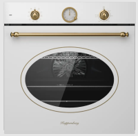Kuppersberg SR 610 W Bronze Встраиваемый электрический духовой шкаф 60 см, 80 л, 10 режимов, 6 автопрограмм, цвет белый, бронзовая фурнитура 